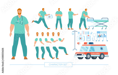 Doctor Character Constructor Flat Vector Set