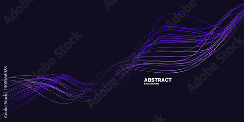 Vector abstract background with dynamic waves, line and particles.