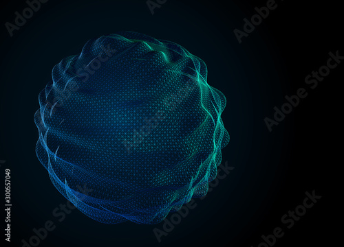 Abstract 3d sphere of color grid. Futuristic technology spherical polygonal. Vector illustration.