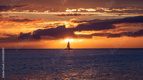Photography Scenic sunset viewed from Lahaina harbor, Maui, Hawaii