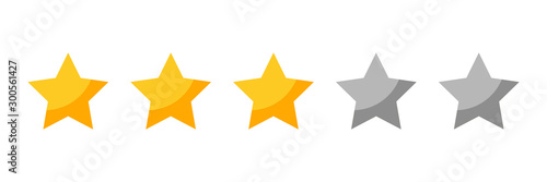 three rating stars icon for review product internet website and mobile application on white backgrond vector