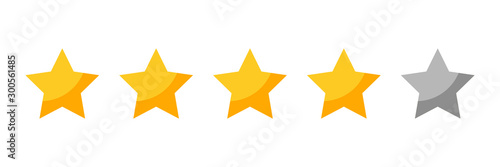 four rating stars icon for review product internet website and mobile application on white backgrond vector
