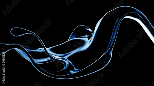 Splash fluid. 3d illustration, 3d rendering.