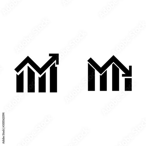 Graph trending upwards and downwards, Vector illustration