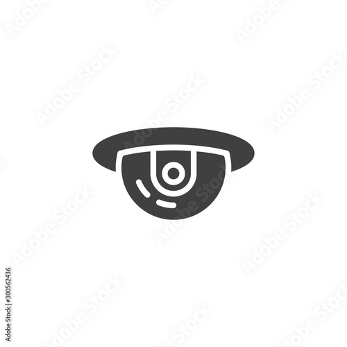 Security camera vector icon. Dome CCTV filled flat sign for mobile concept and web design. Surveillance dome camera glyph icon. Symbol, logo illustration. Vector graphics