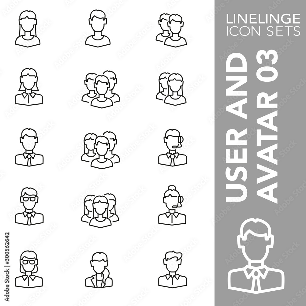 Thin line Icon set of User and Avatar 03. Linelinge are the best pictogram pack unique design for all dimensions and devices. Vector graphic, symbol, logo and website content.