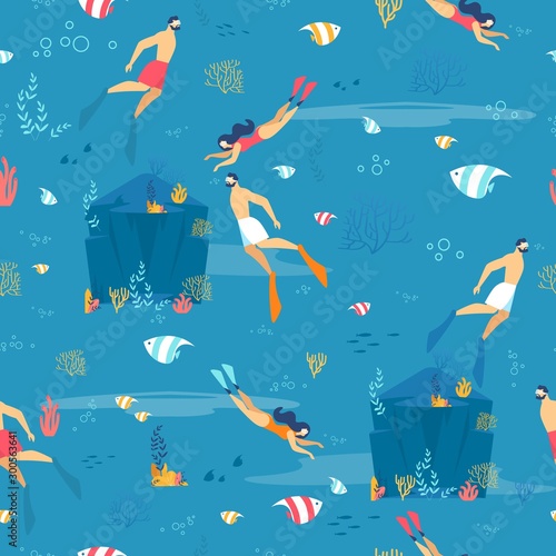 Diving and Underwater Exploration Seamless Pattern
