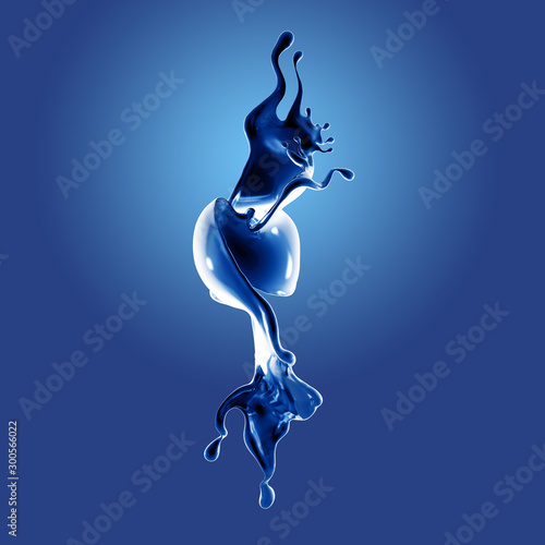 Splash fluid. 3d illustration, 3d rendering.