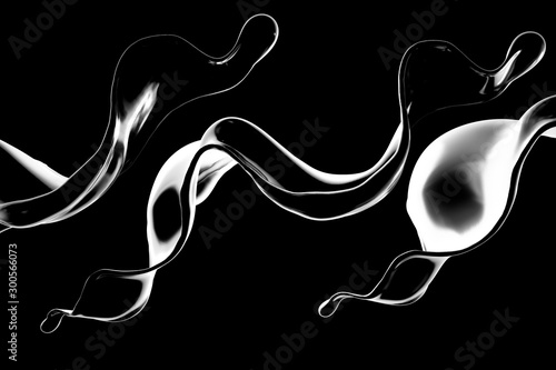 Splash fluid. 3d illustration, 3d rendering.