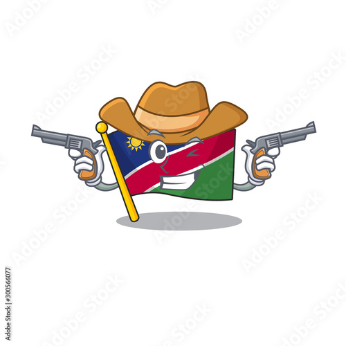 smiling cowboy flag namibia cartoon character working