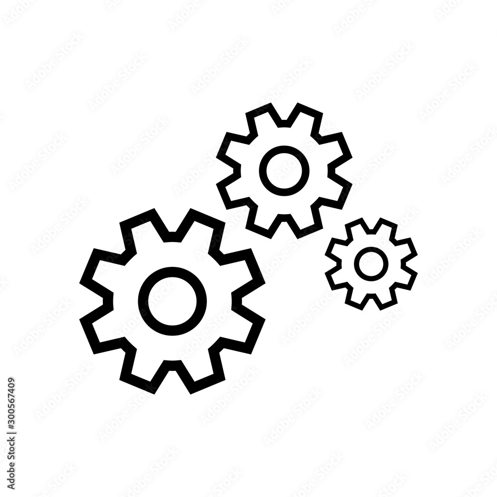 Settings gears icon vector in flat style for web, graphic and mobile design. Settings gears icon vector in flat style for web, graphic and mobile design.