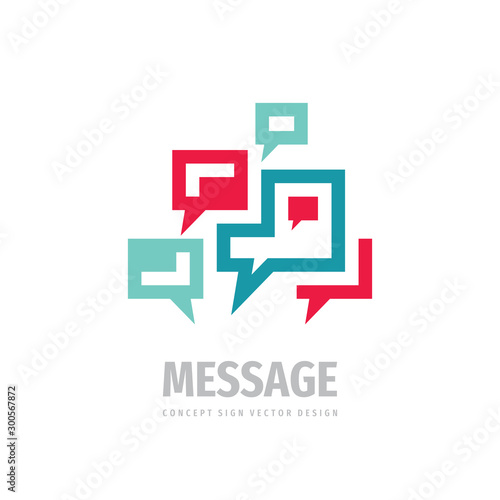 Message speech bubbles communication logo design, consulting sign. Social media symbol.