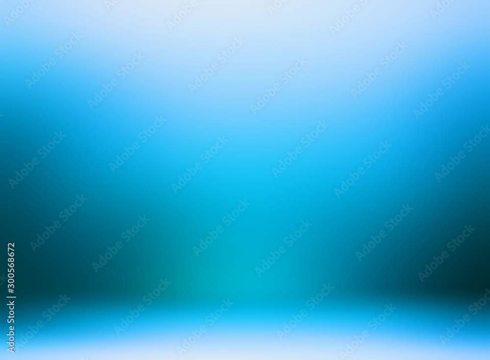 Obraz premium Icy blue 3d background. Winter room illustration. Empty wall and floor texture. Secret low light in studio abstract interior.