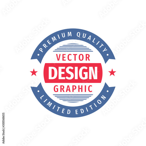Design graphic badge vector logo in retro vintage style. Premium quality, limited edition. Emblem template. 