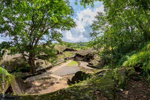 Kanheri caves city Mumbai state maharashtra in India. It is a ancient monuments and old temple building related to God budha. It is situated in the mid of forest in borivali on 21 August 2019