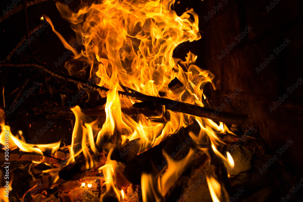 The flames of the fire freely fluttering. The flames of the fire freely fluttering.