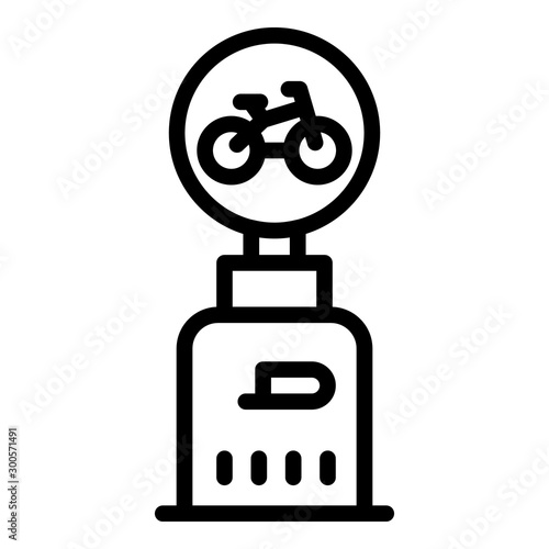 Bike sing post icon. Outline bike sing post vector icon for web design isolated on white background