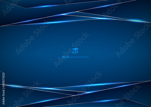 Template metallic blue and shine lighting frame layout design technology innovation concept with space your text.