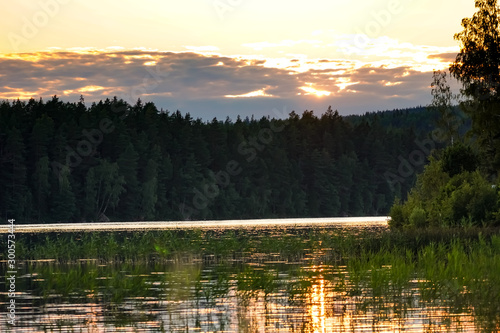 sunset over lake