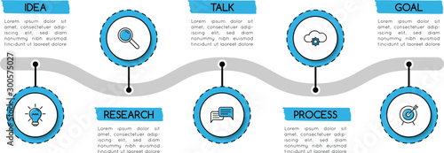 Simple timeline with 5 options. Infographic. Vector