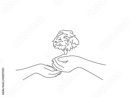 Save the world concept isolated line drawing, vector illustration design. Climate change collection. photo