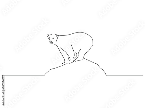 Polar bear isolated line drawing, vector illustration design. Climate change collection.