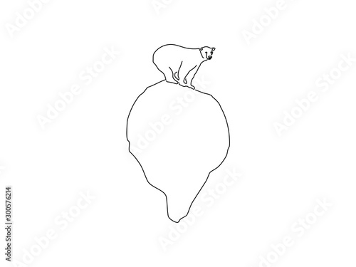 Polar bear isolated line drawing, vector illustration design. Climate change collection.
