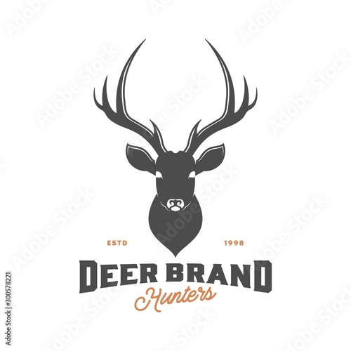 vintage deer head logo, icon and template