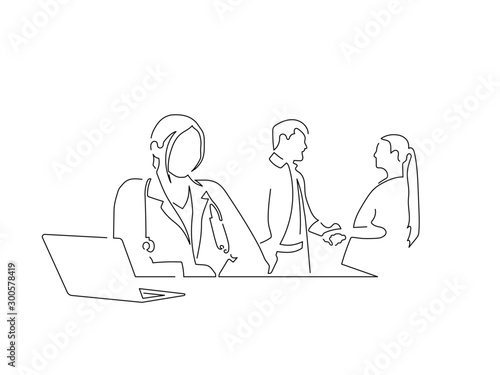 Doctor isolated line drawing, vector illustration design. Medicine collection.