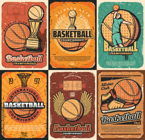 Championship, basketball sport game posters