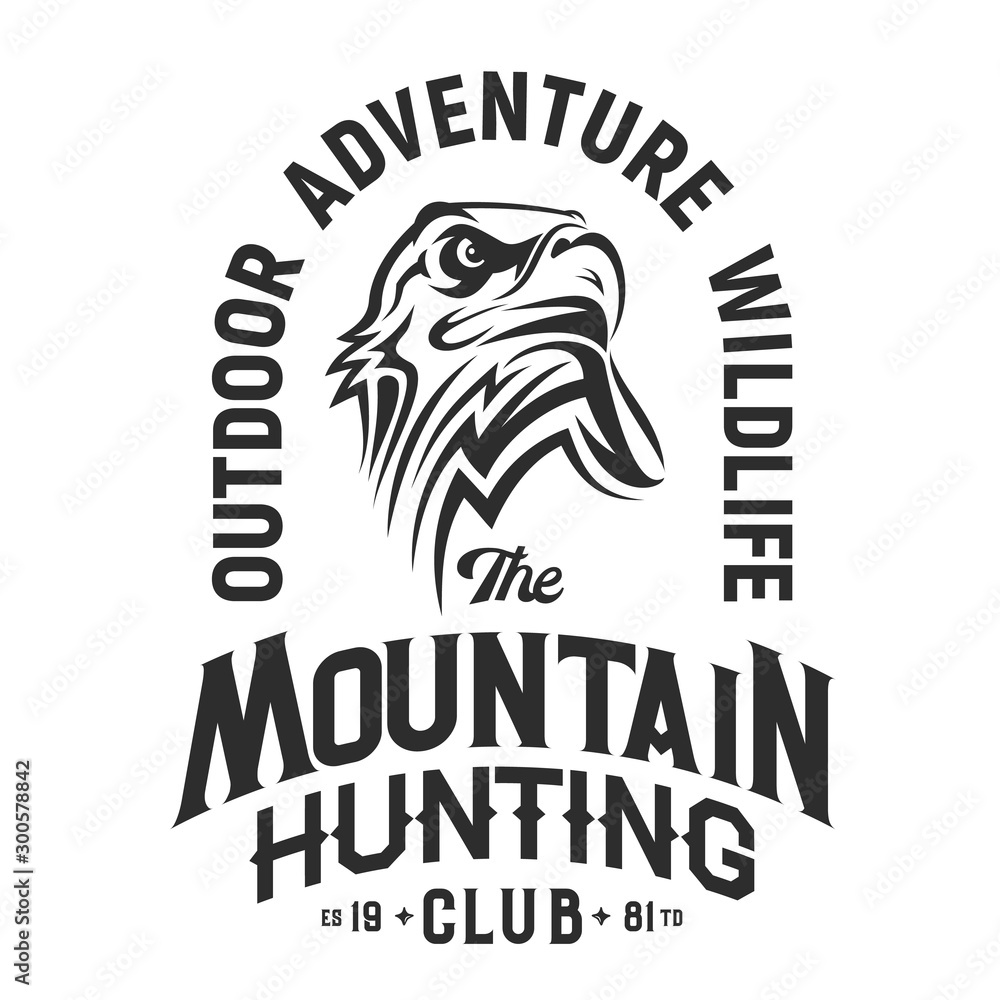 Hunting club mascot, eagle t-shirt print Hunting club mascot, eagle t-shirt print