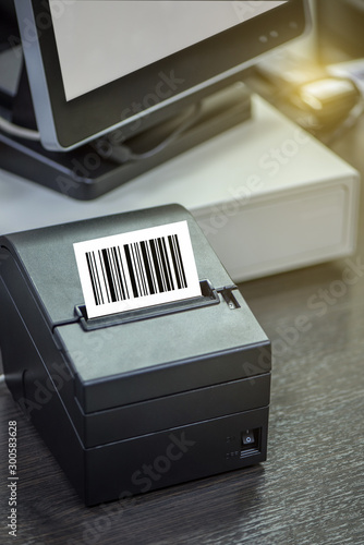 Barcode label printer. Printing Barcode