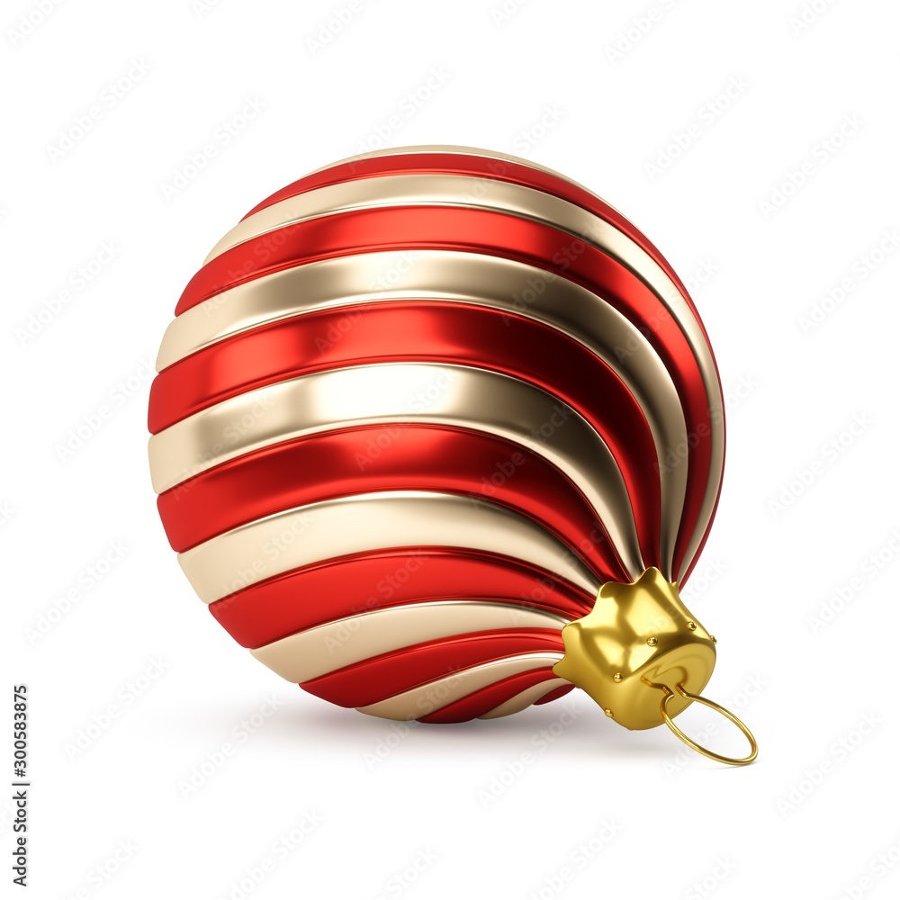 3D rendering Golden Red Christmas Ball on a white background 3D rendering Golden Red Christmas Ball on a white background