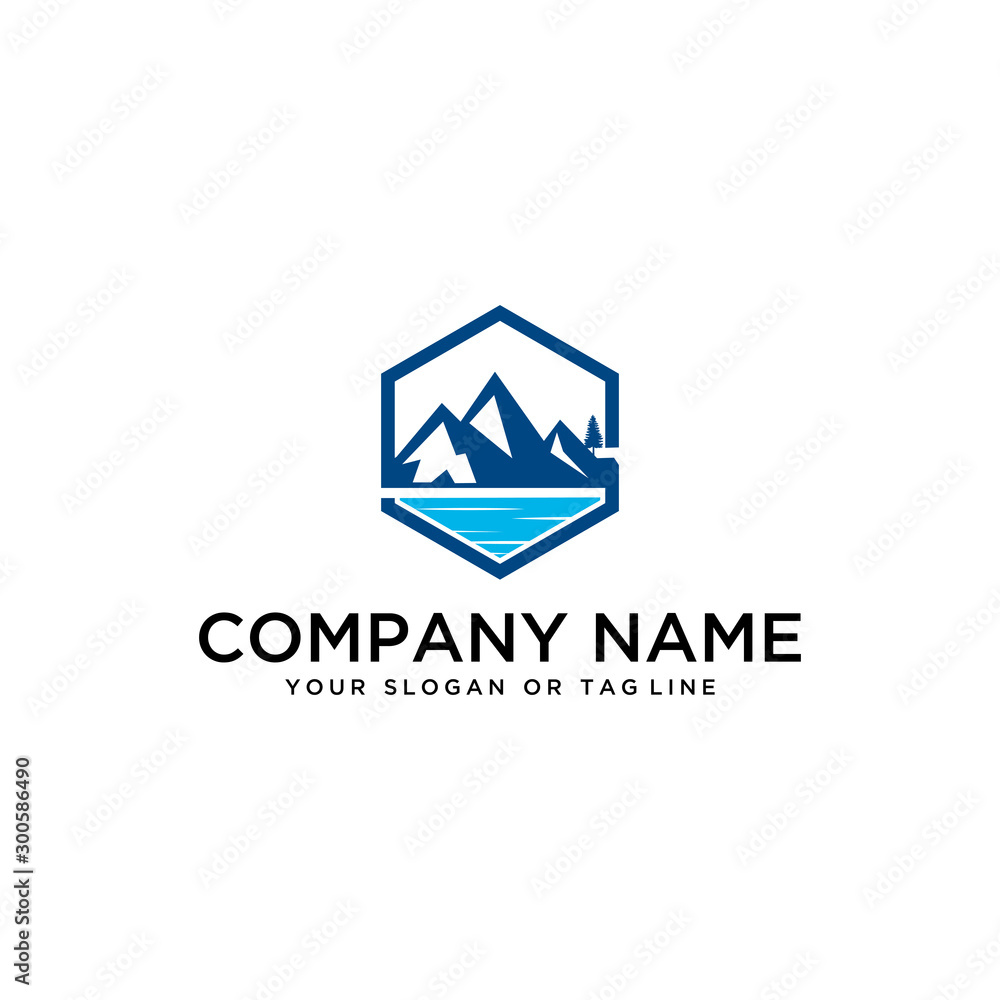 logo design mountains rivers and sun logo vector template logo design mountains rivers and sun logo vector template