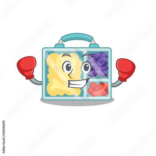 lunch box cartoon with the boxing character