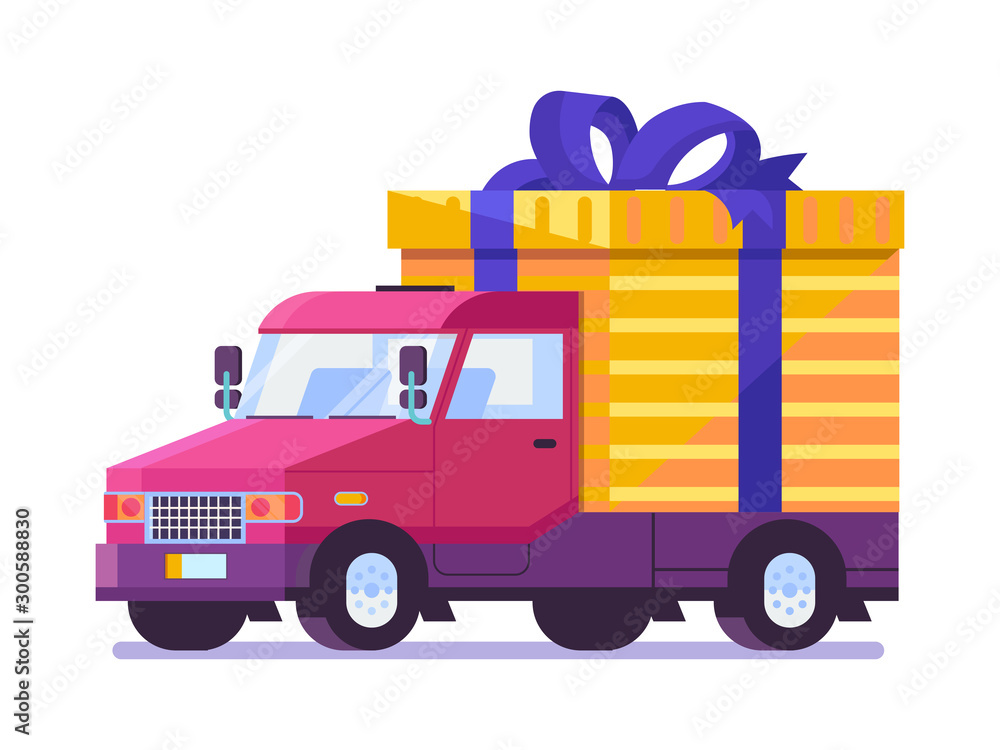 Flat Delivery Car with Gift Box Package Flat Delivery Car with Gift Box Package