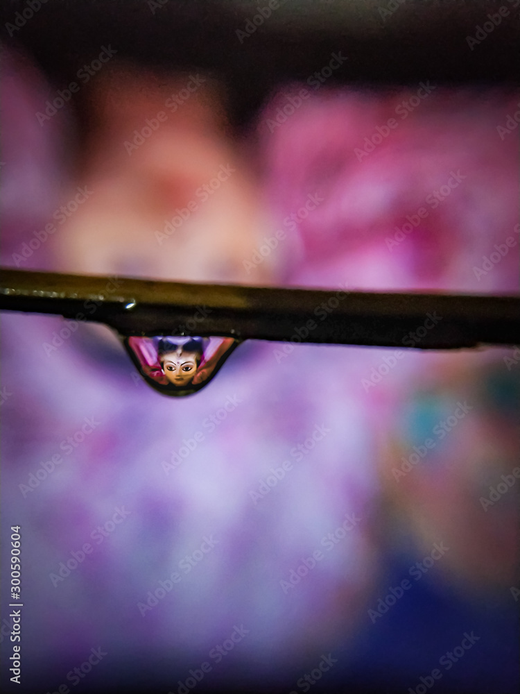 goddess durga reflection on waterdrop goddess durga reflection on waterdrop