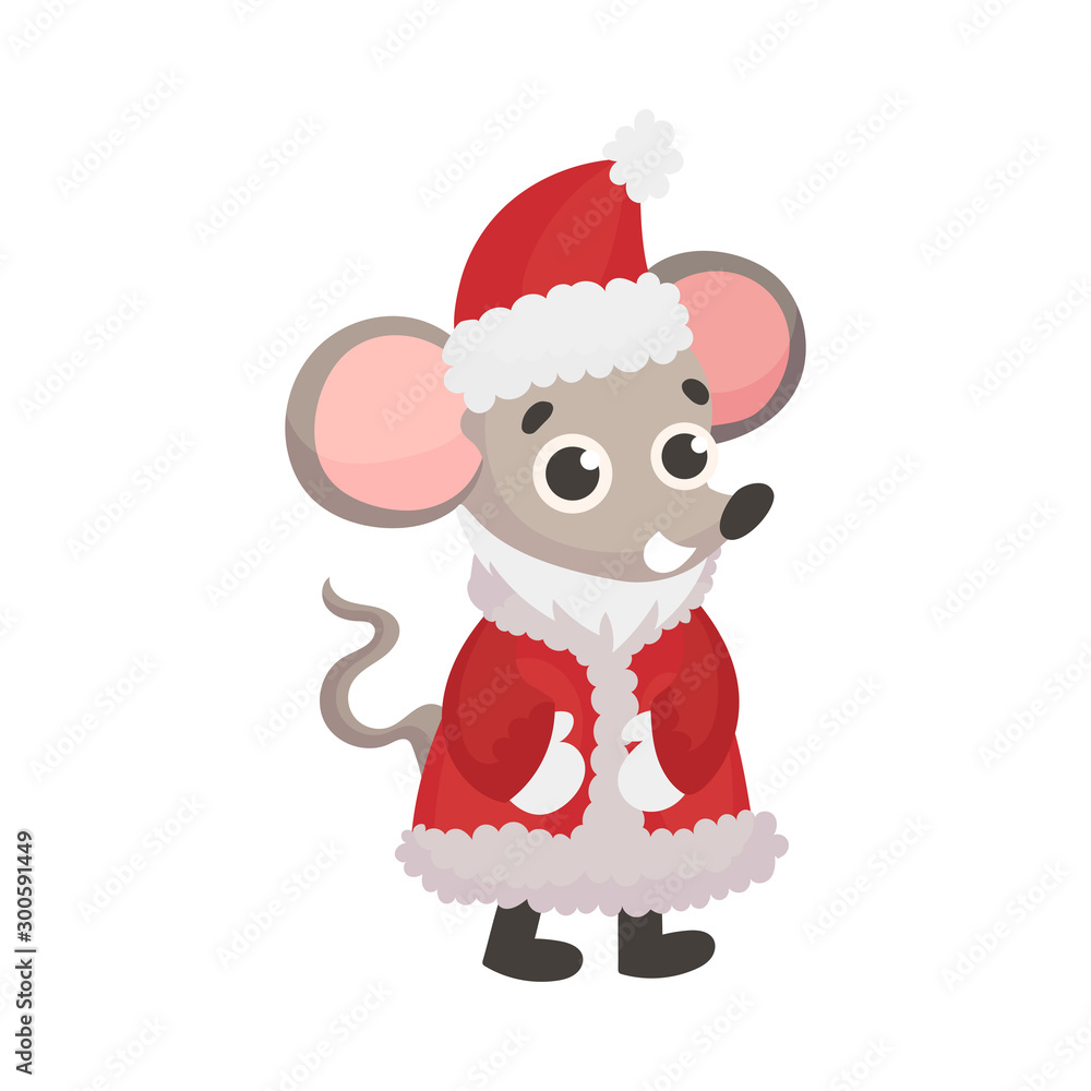 Cute little mouse in a suit of Santa Claus. Vector illustration. Cute little mouse in a suit of Santa Claus. Vector illustration.