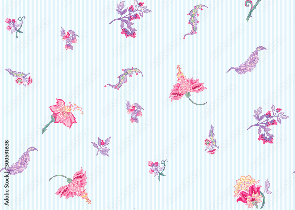Pattern elements with stylized ornamental flowers in retro, vintage style. Jacobean embroidery. Outline hand drawing vector illustration. Pattern elements with stylized ornamental flowers in retro, vintage style. Jacobean embroidery. Outline hand drawing vector illustration.