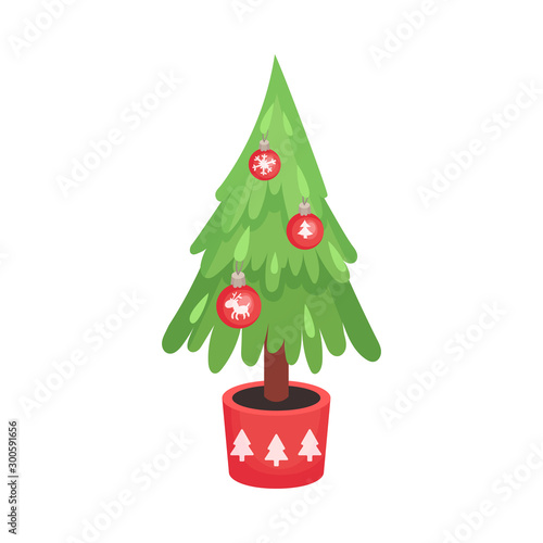 Little christmas tree. Vector illustration on a white background.