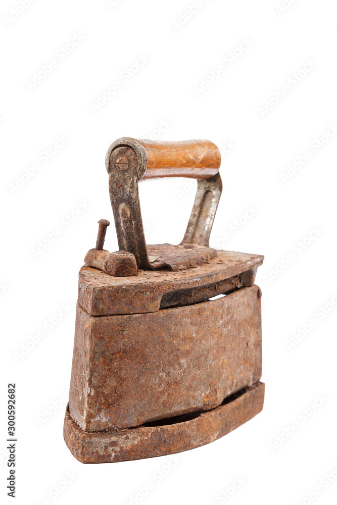 Ancient iron isolated on a white background Ancient iron isolated on a white background