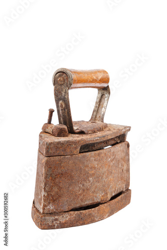 Ancient iron isolated on a white background
