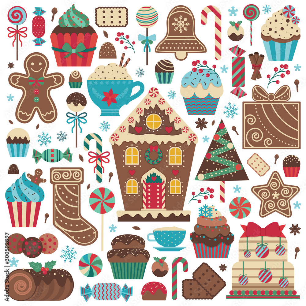 Christmas Gingerbread Cookies and Sweet Treats Set