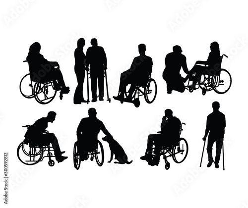 Handicapped and wheelchair Silhouettes, art vector design