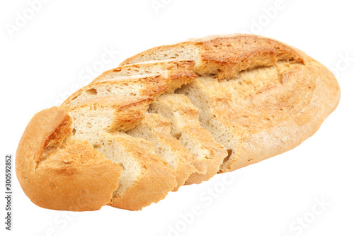 Wheat loaf of bread isolated on white background