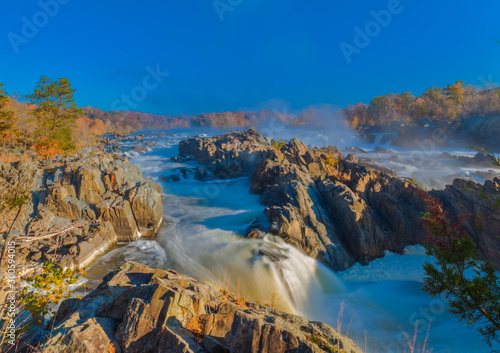 Great Falls lies on the right bank of the Potomac River, Virginia