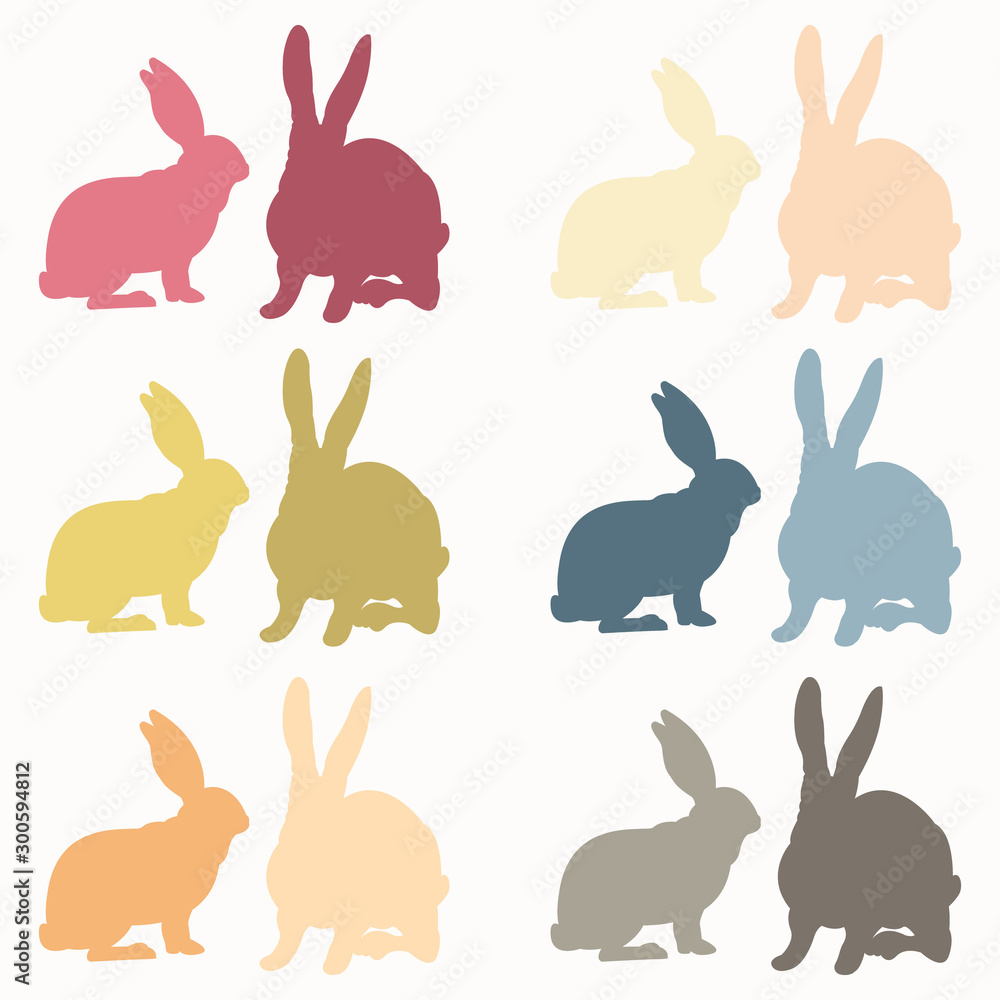 Colorful Easter Bunny Silhouette
