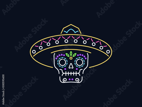 Dias de los muertos neon skull