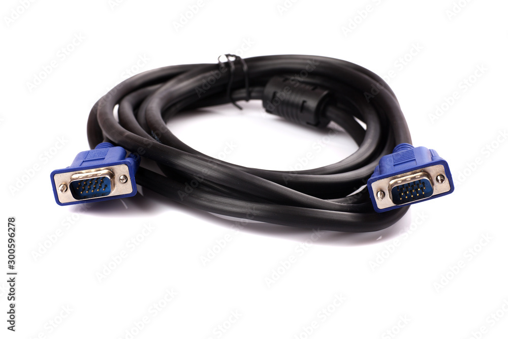 Close up VGA cable on white background Close up VGA cable on white background