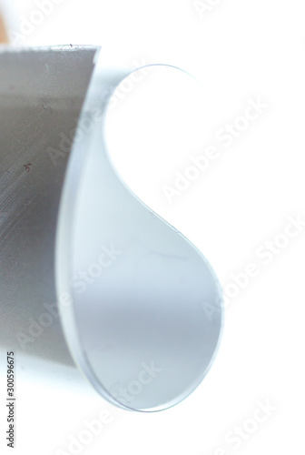 transparent white film close-up on a white background